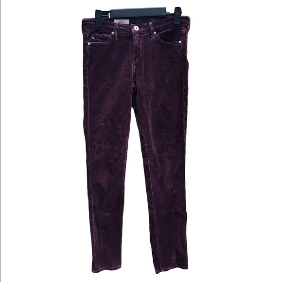 AG ADRIANO GOLDSCHMIED THE PRIMA BURGUNDY CORDUROY MID RISE CIGARETTE PANTS - Picture 4 of 8